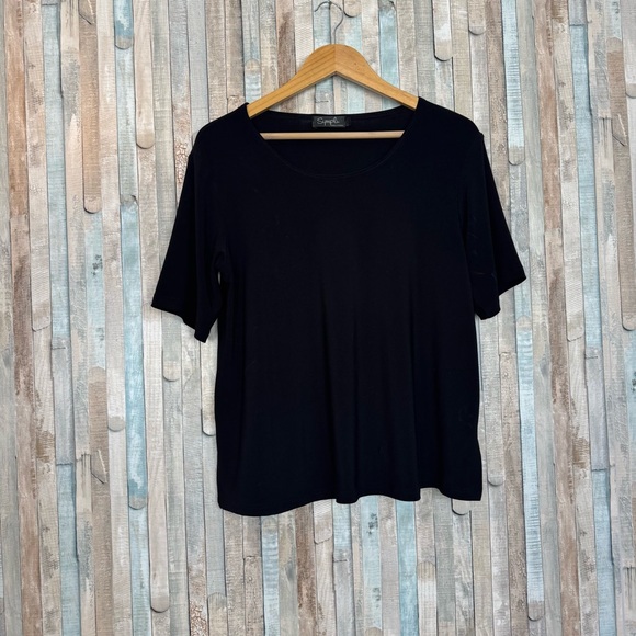 Sympli 8 Black Short Sleeve Go To T Shirt Tee Top Jersey Stretch Knit Classic - Picture 2 of 9